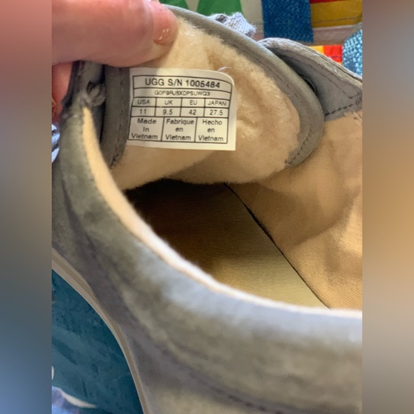 UGG Light Gray Suede Leather Men's Sneakers With Fur Lining. Size-11 - Picture 2 of 7